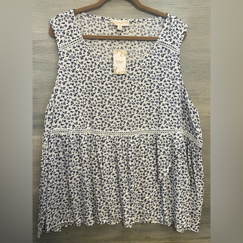 Weekend Suzanne Betro‎ Flowy Floral Print Tank Blouse 4X New with Tags